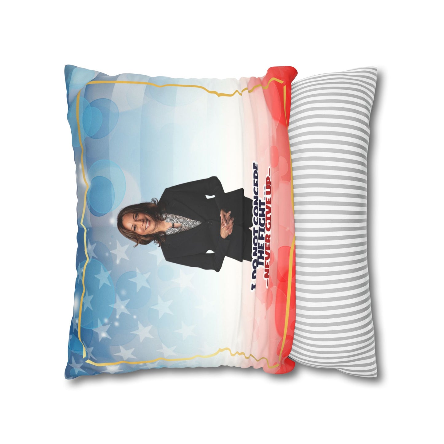 Kamala Faux Suede Pillowcase - 'Never Give Up'