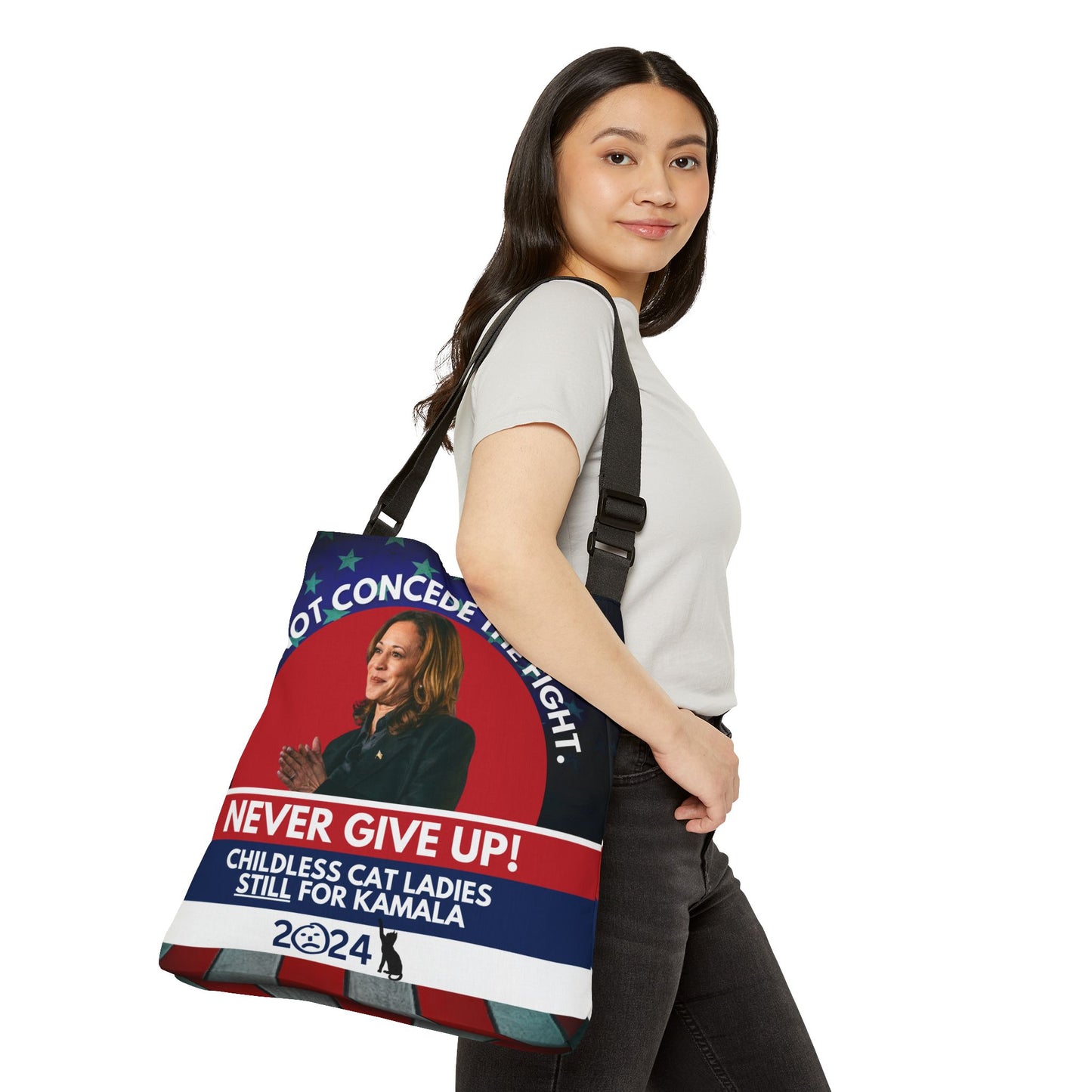 Never Give Up - Kamala Adjustable Tote Bag