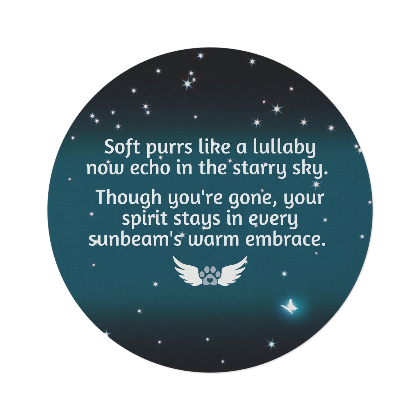 Special Kitty Memorial Round Rug with Comforting Quote