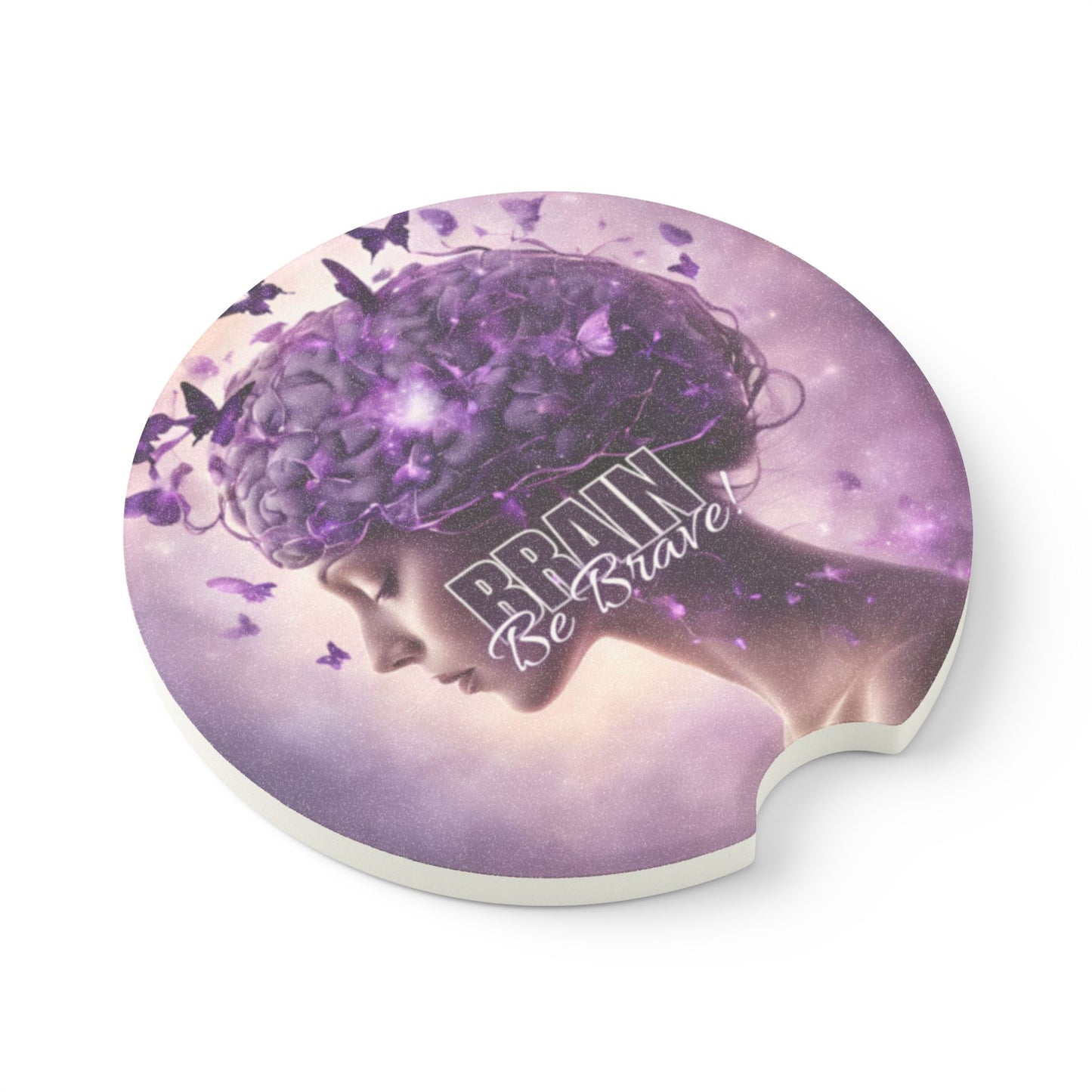 Beautiful Brain Be Brave Soapstone Car Coaster