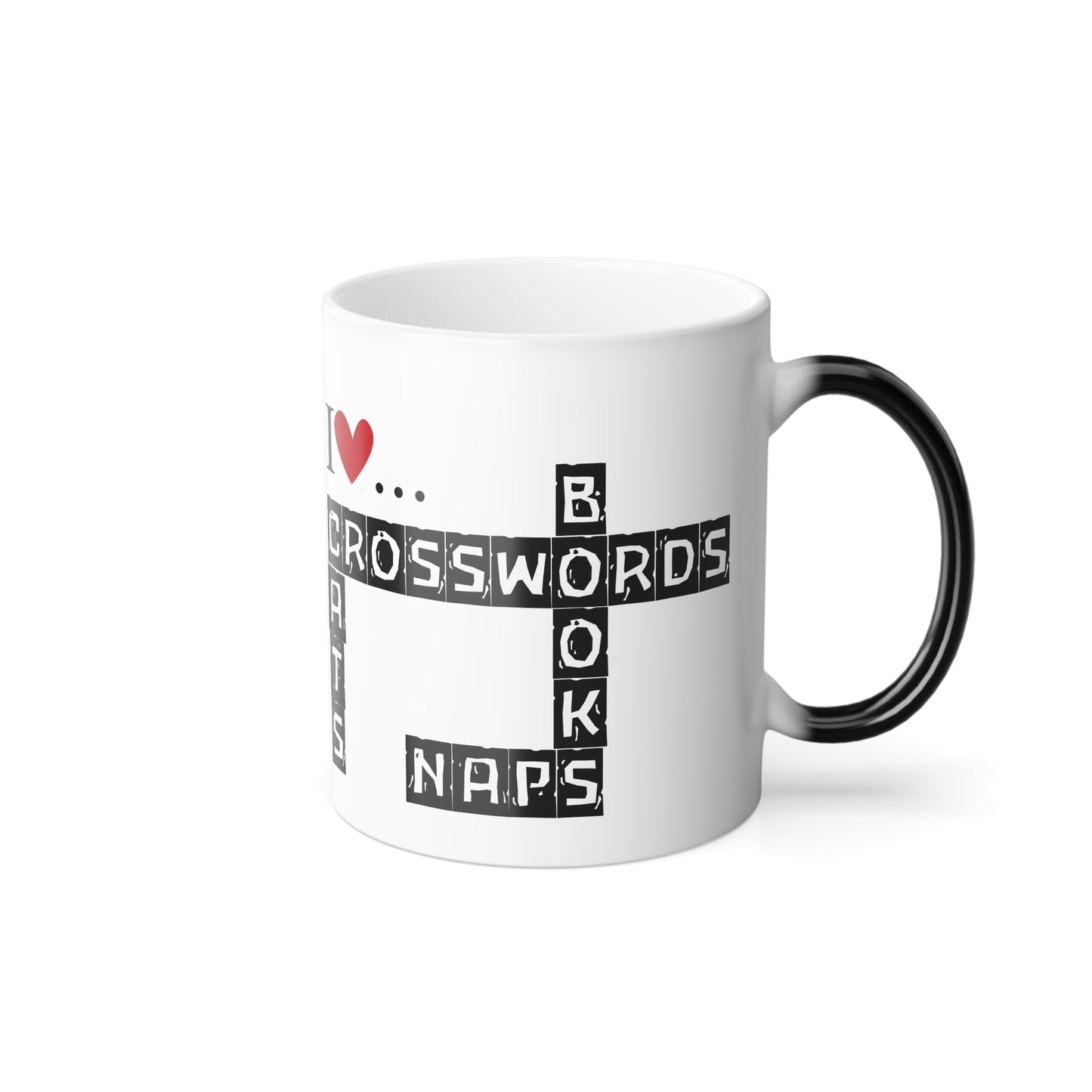 Crosswords & Cats Color Morphing Mug, 11oz