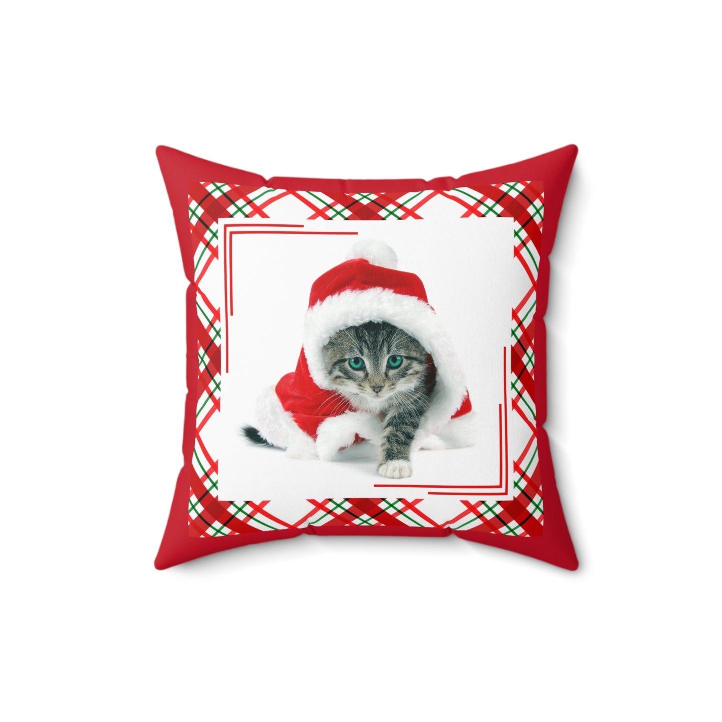 Santa Kitty Faux Suede Square Pillow