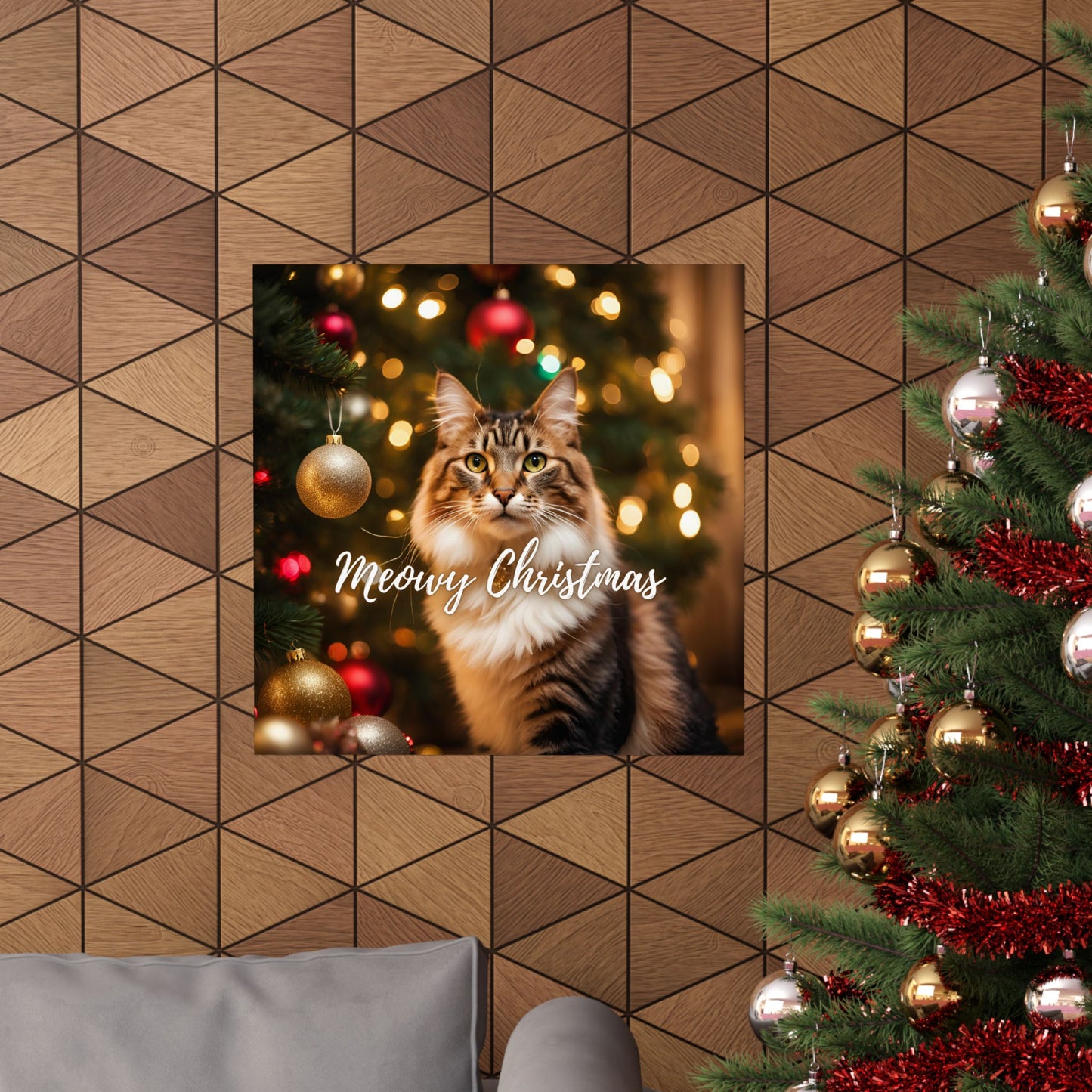 Meowy Christmas Kitty Matte Vertical Posters