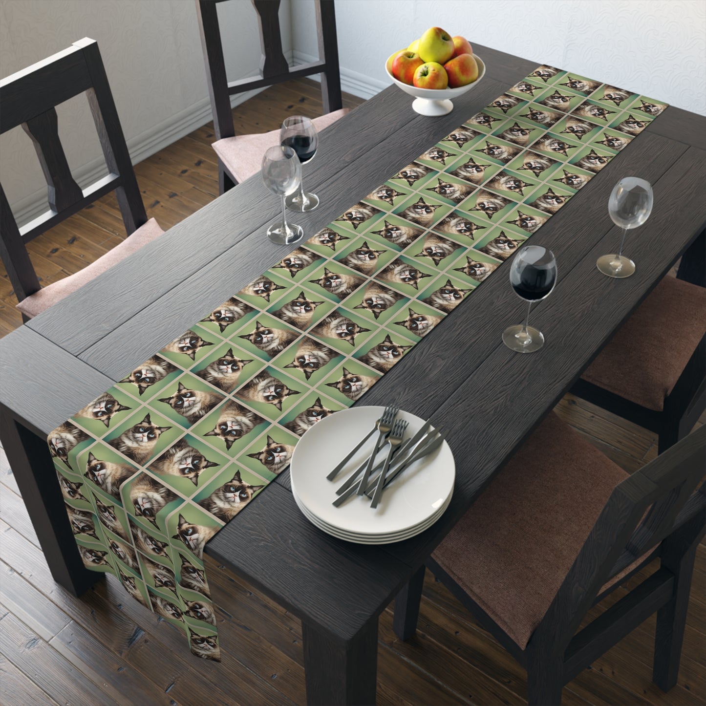 Whimsical Cat Print Table Runner - Perfect for Cat Lovers and Home Decor