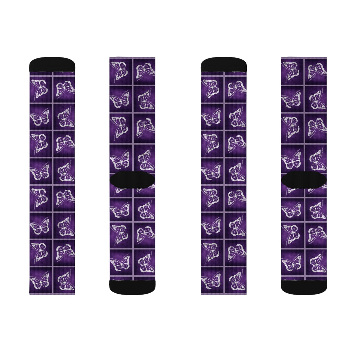 Purple Butterfly Pattern Sublimation Socks