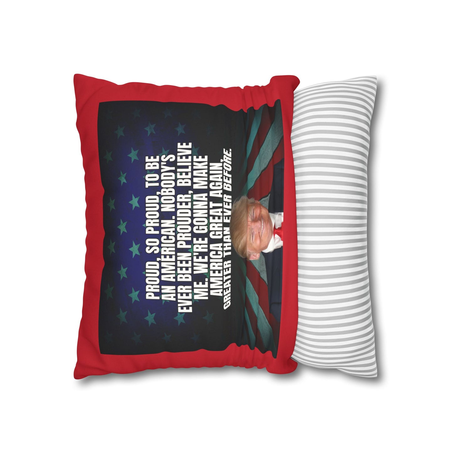 Patriotic Faux Suede Square Pillowcase - 'Proud to be an American'