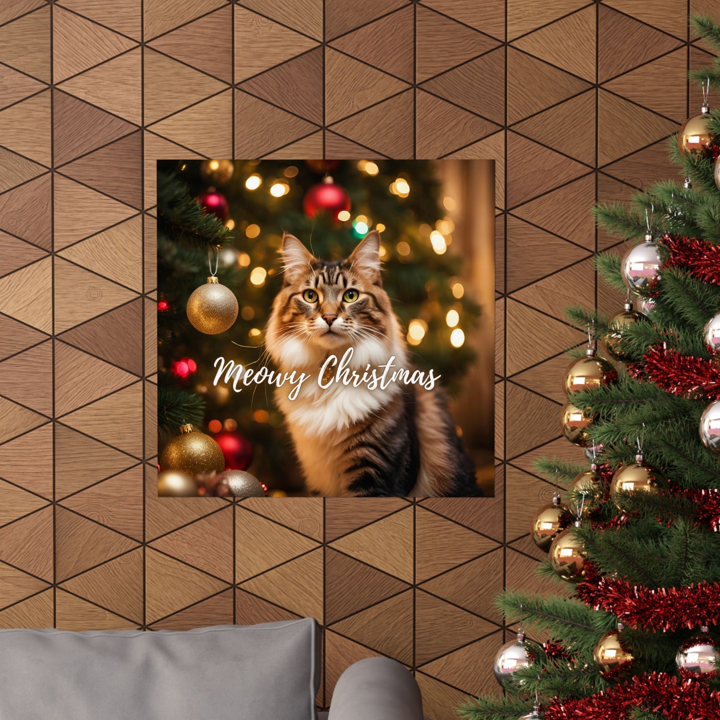 Meowy Christmas Kitty Matte Vertical Posters