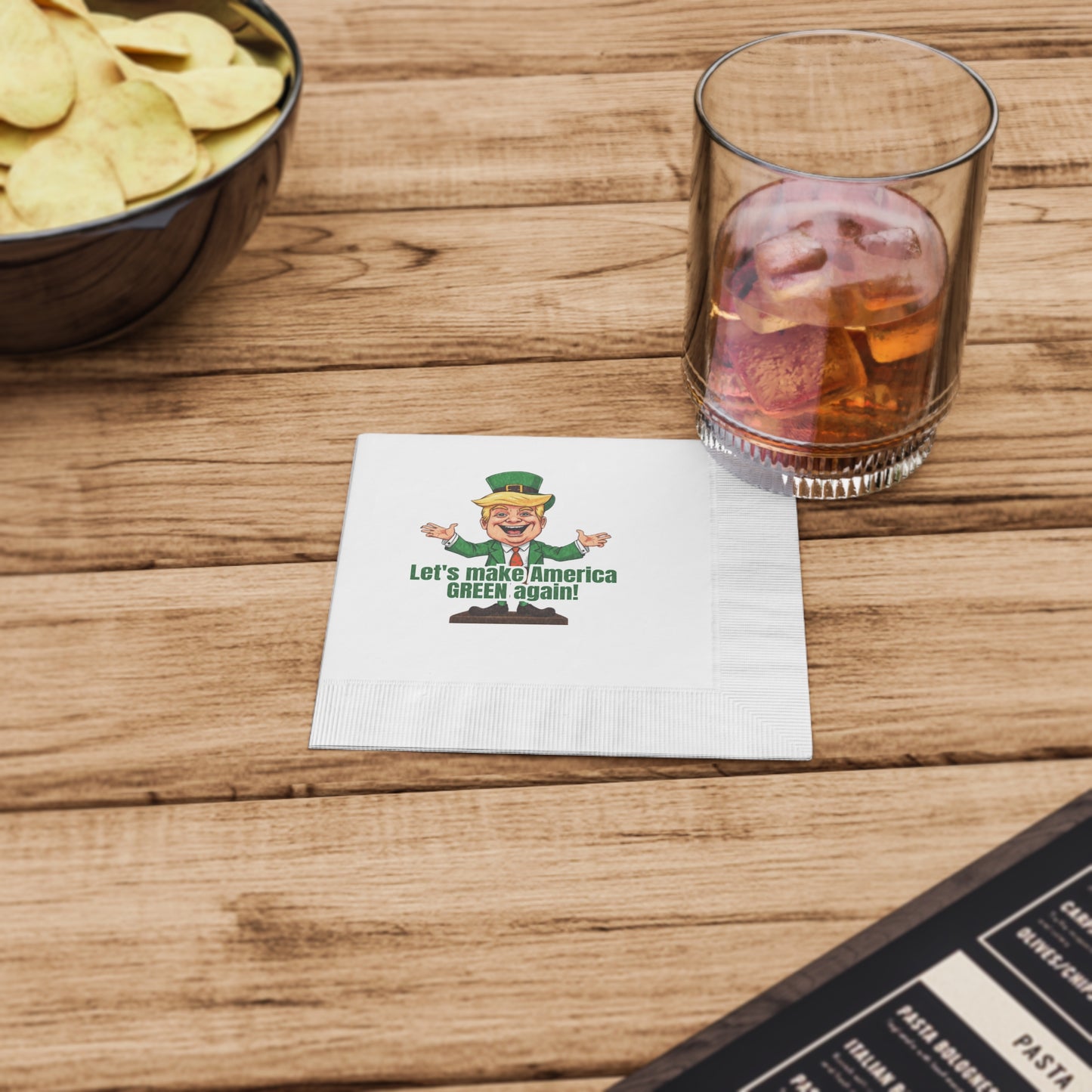 Trump St. Patrick's Day White Coined Napkins