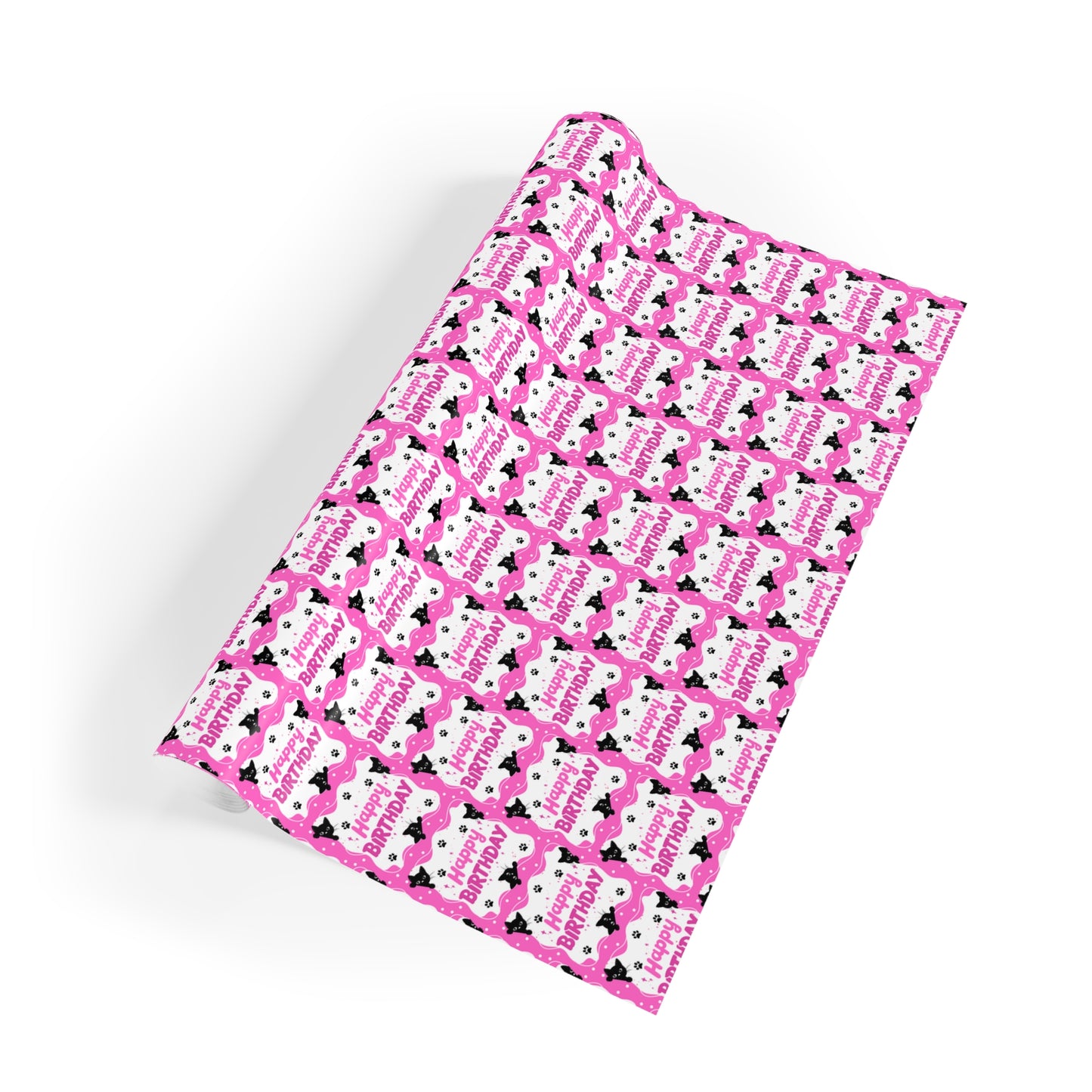 Pink Peeky Kitty Birthday Gift Wrapping Paper Rolls, 1pc