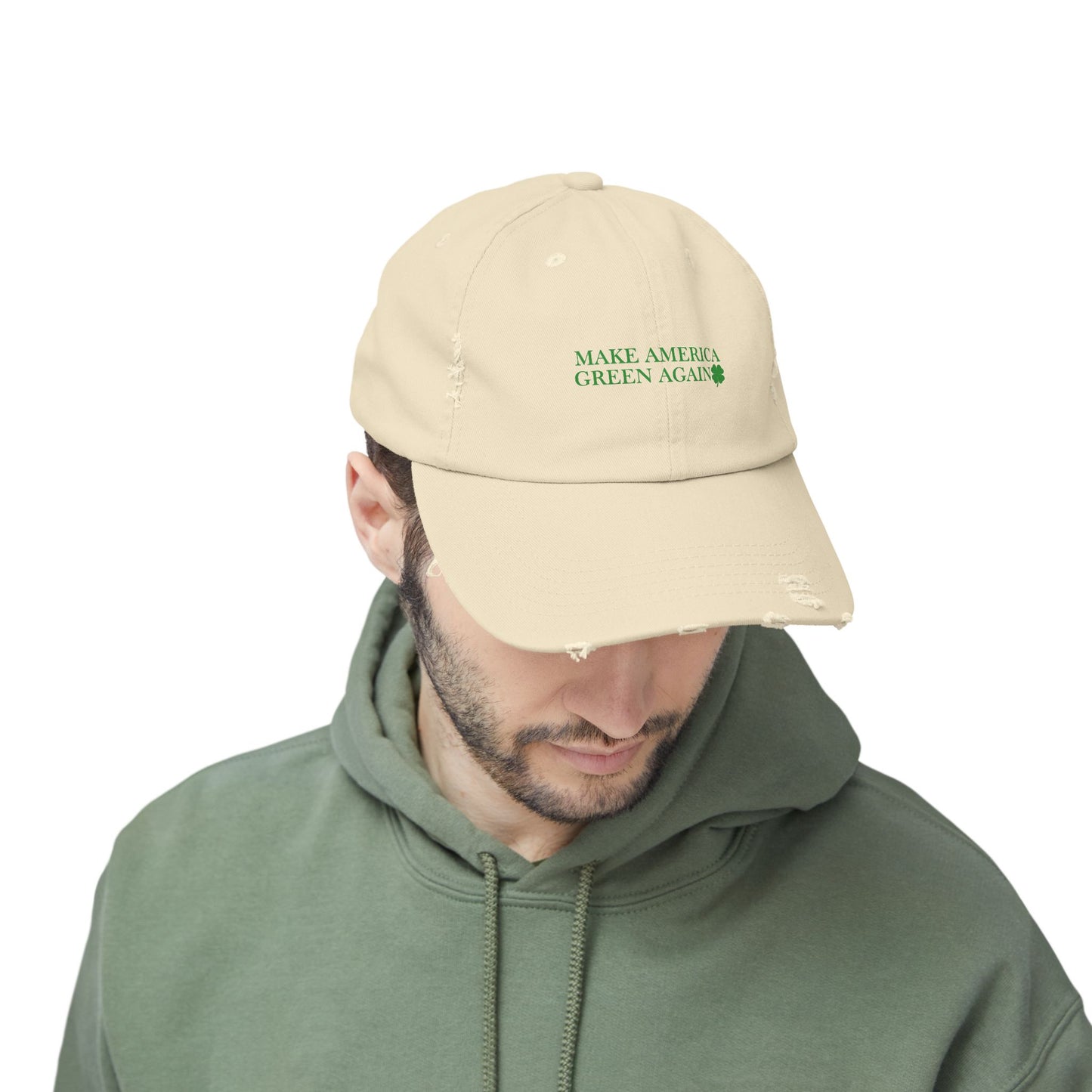 Make America Green Again Distressed Cap - Unisex Eco-Friendly Hat