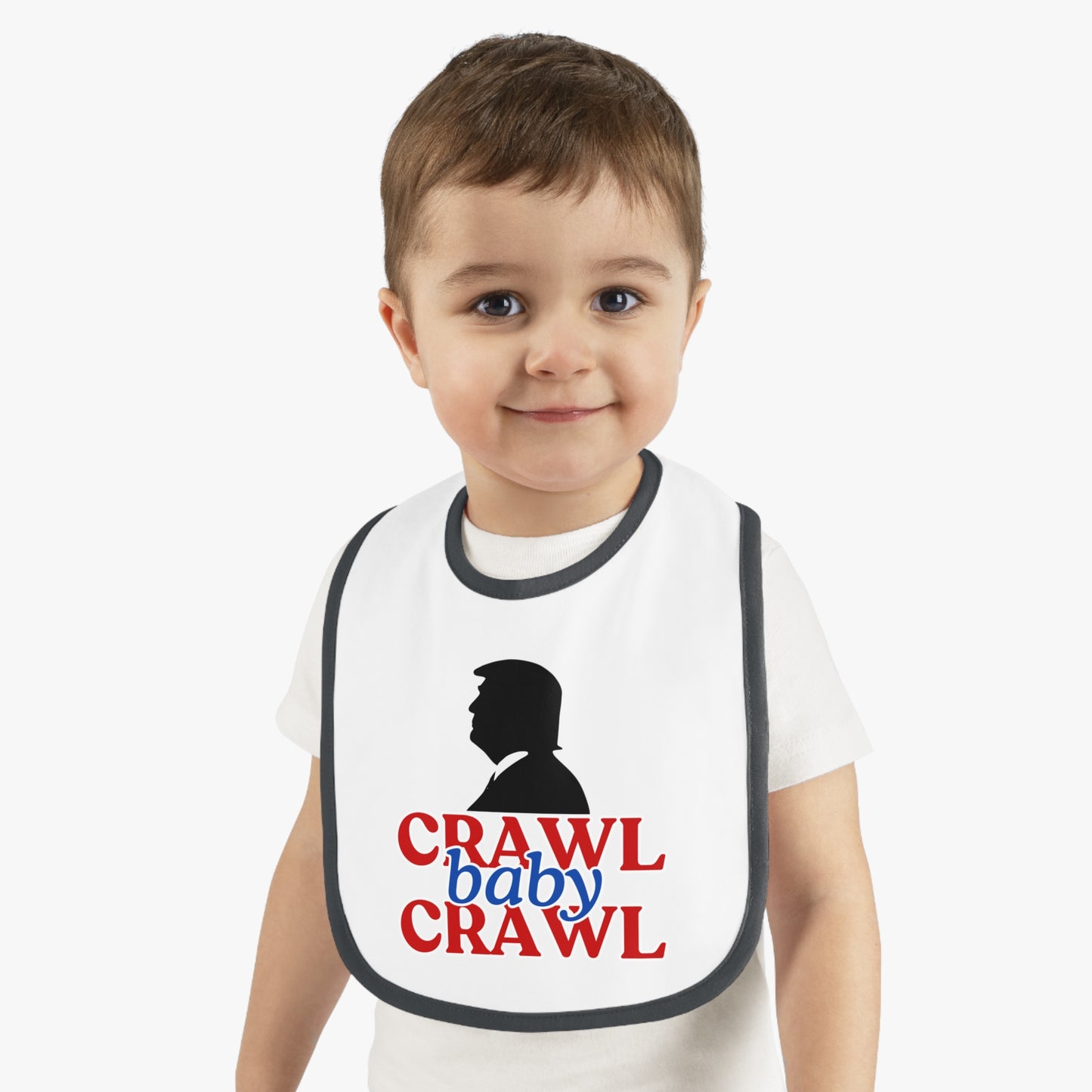 Crawl Baby Crawl Bib - Fun Contrast Trim Jersey Bib for Your Little One