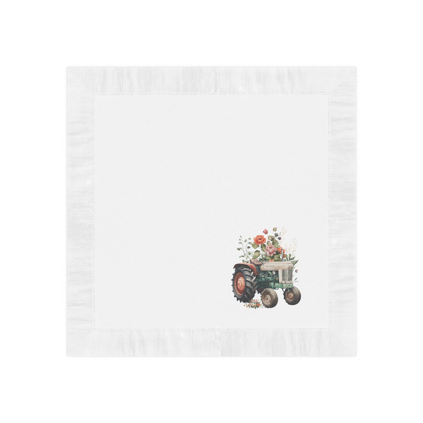 Vintage Tractor White Coined Napkins