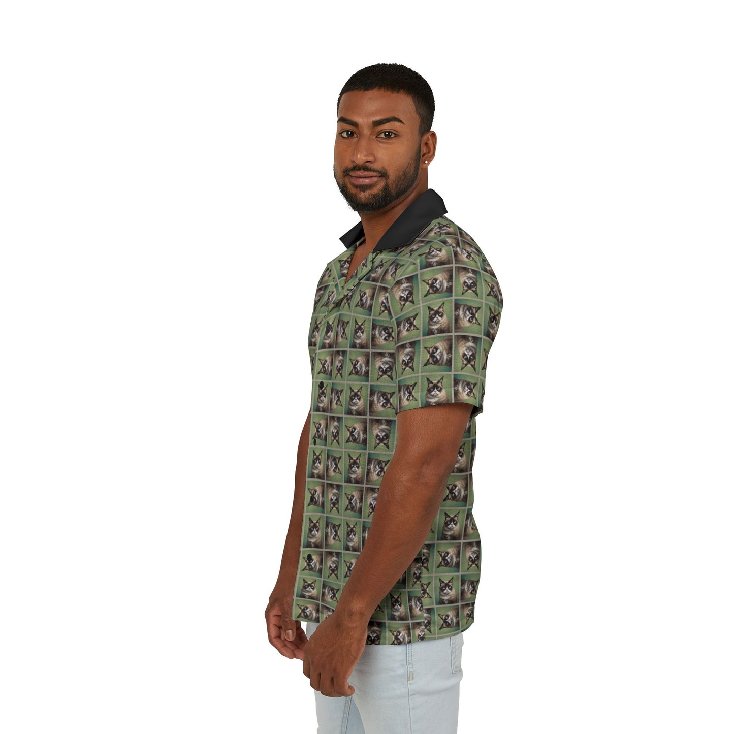 Grouchy Cat Men's Hawaiian Camp Shirt