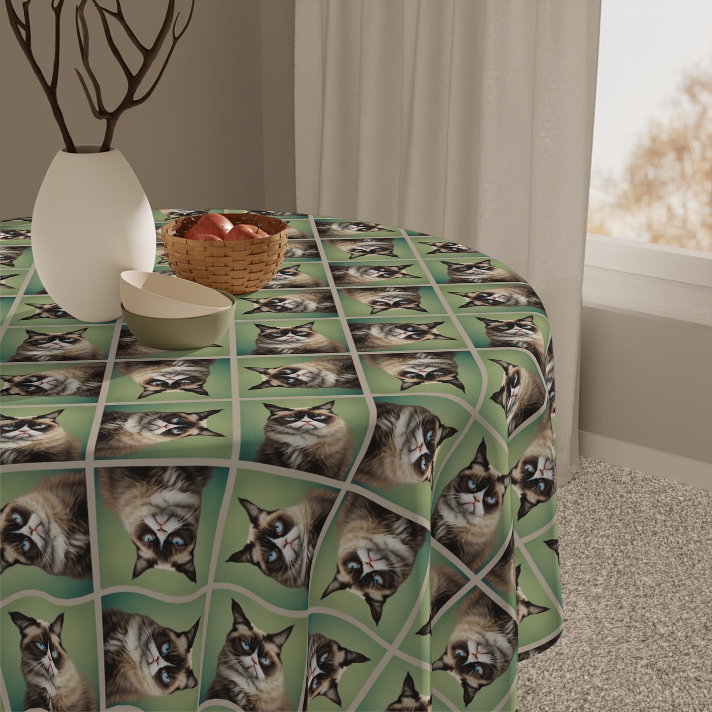 Whimsical Cat Tablecloth - Perfect for Pet Lovers | Unique Dining Decor