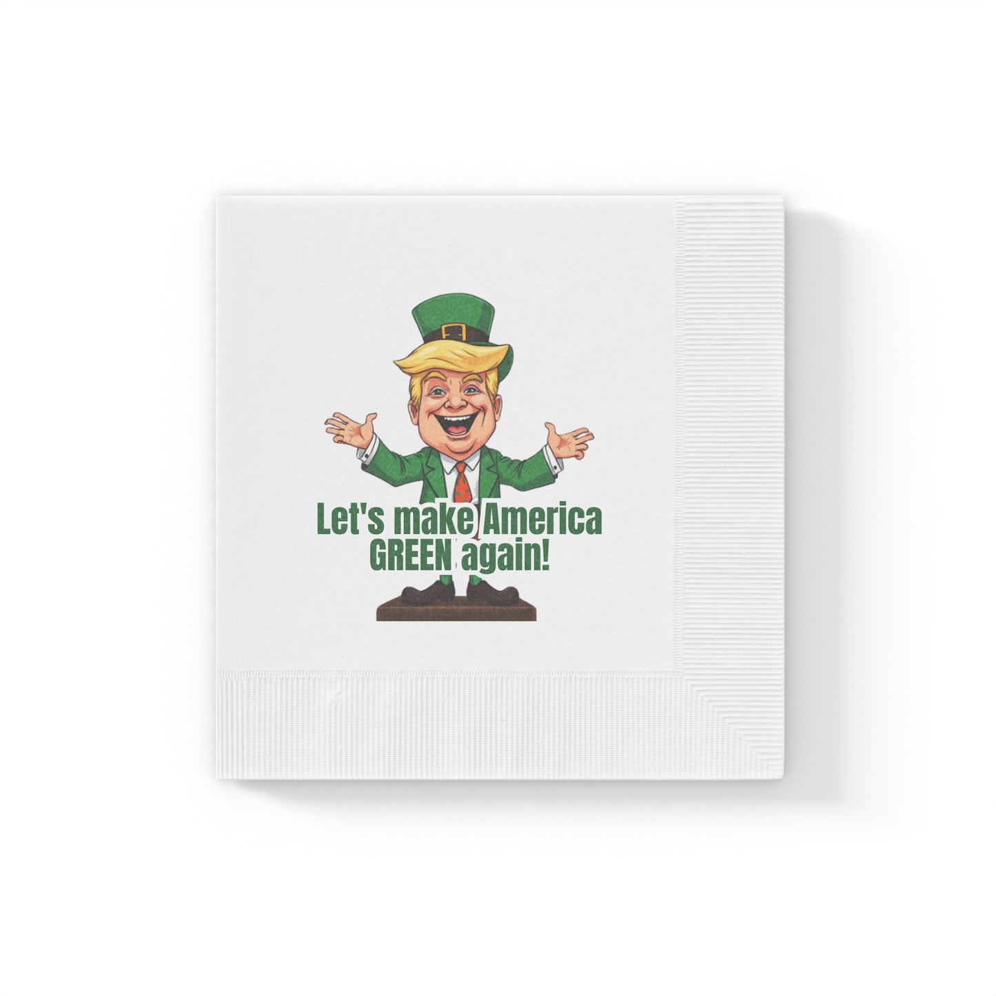 Trump St. Patrick's Day White Coined Napkins