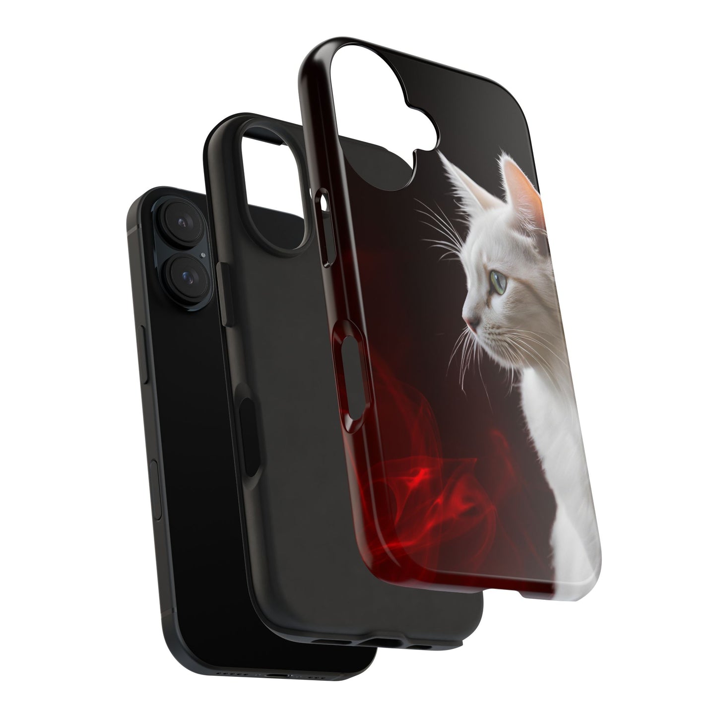 Stylish Tough Phone Case with White Cat Portrait - Perfect for Cat Lovers!