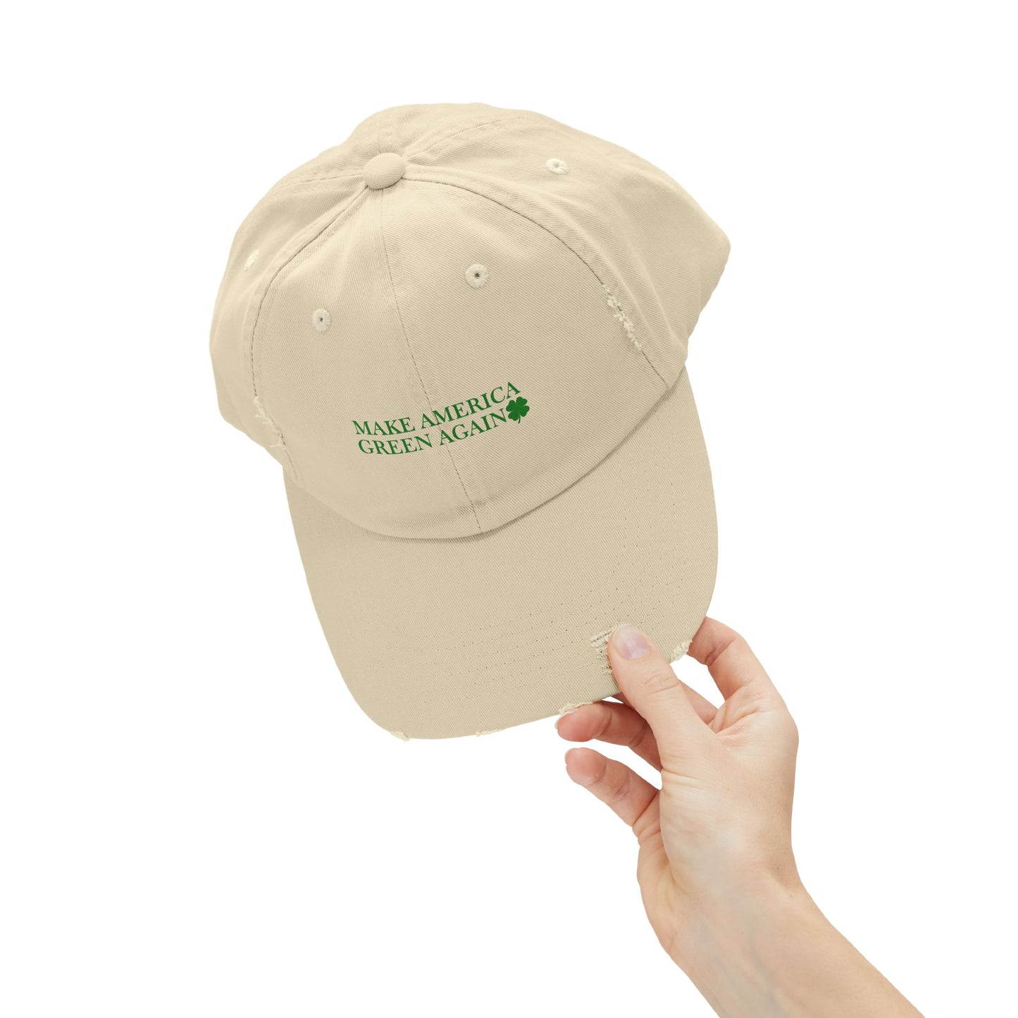 Make America Green Again Distressed Cap - Unisex Eco-Friendly Hat