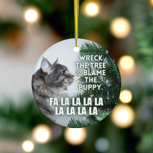 Wreck the Tree Ceramic Ornament, 2-Side Print