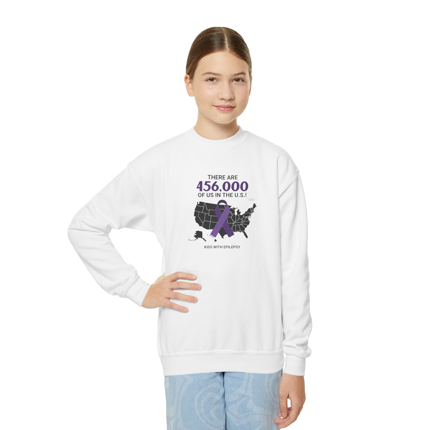 456,000 of Us Epilepsy Awareness Youth Crewneck Sweatshirt