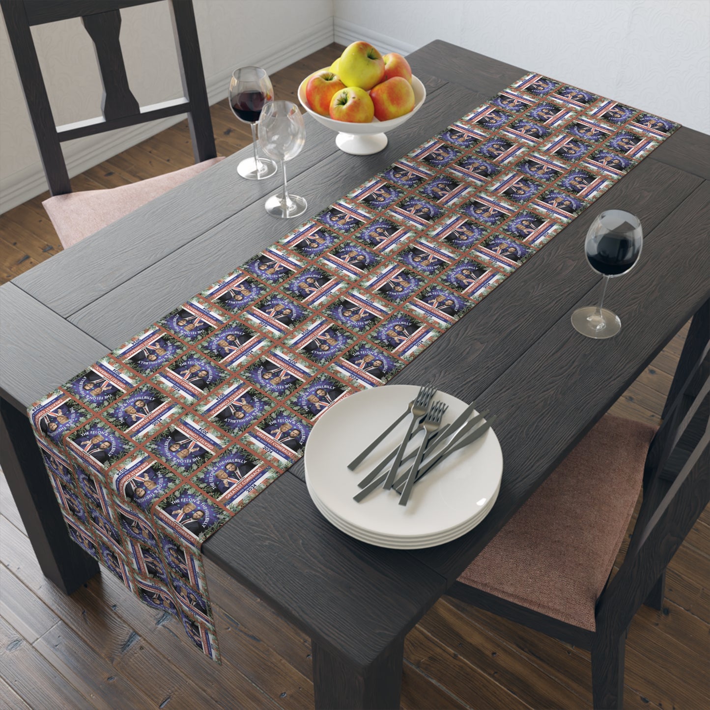 Felon & Hillbilly Christmas Themed Table Runner (Cotton, Poly)