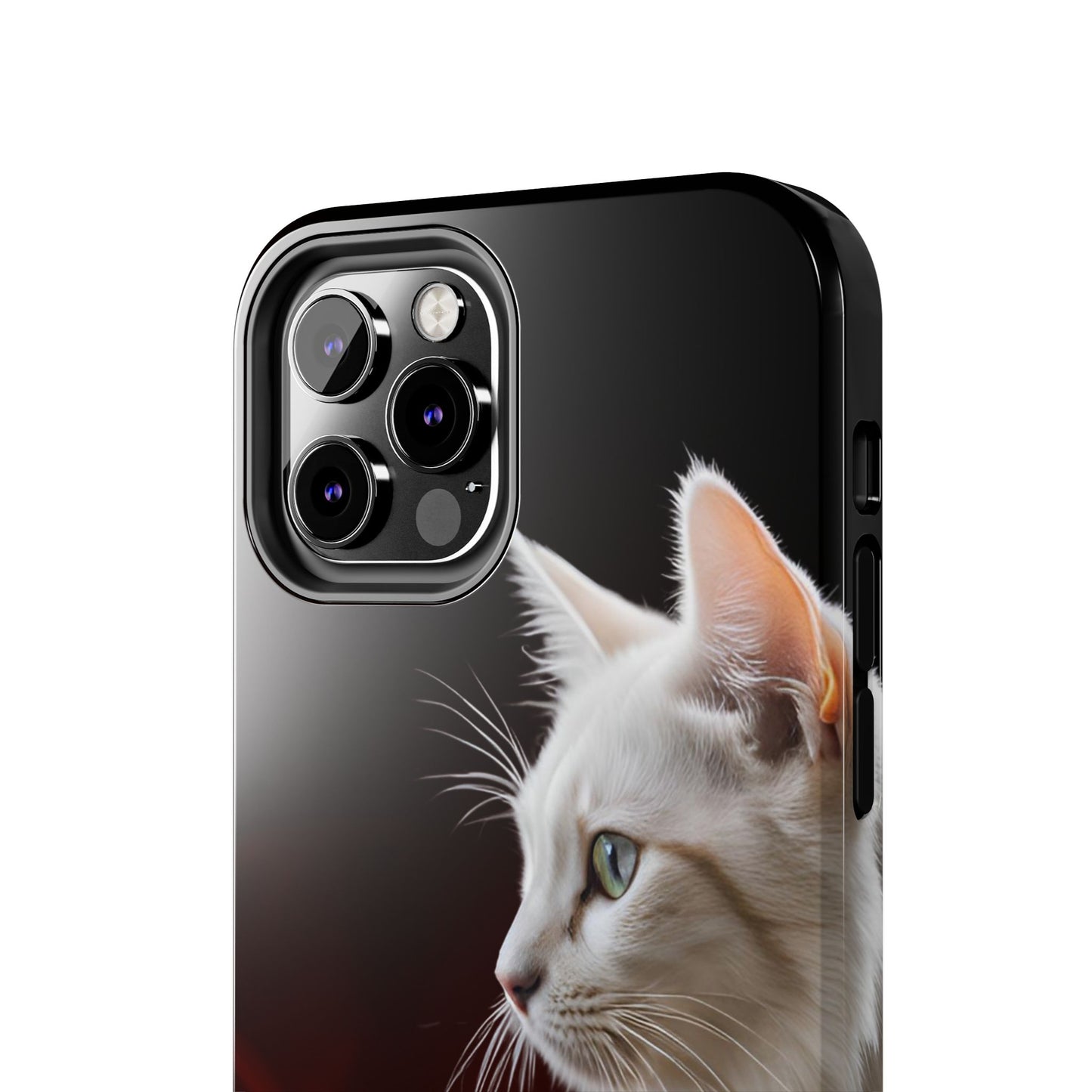 Stylish Tough Phone Case with White Cat Portrait - Perfect for Cat Lovers!