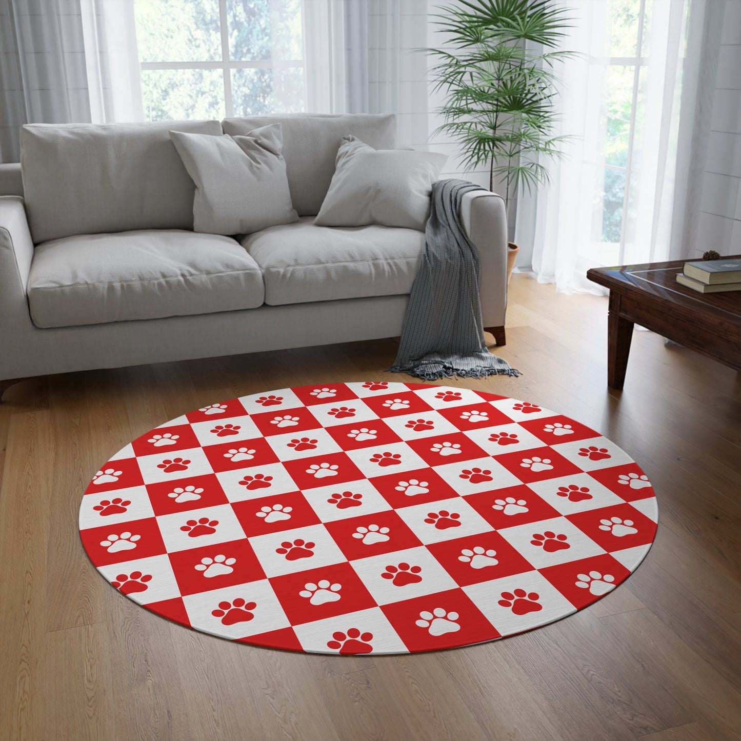 Cozy Pet Paw Print Round Rug - Ideal for Animal Lovers