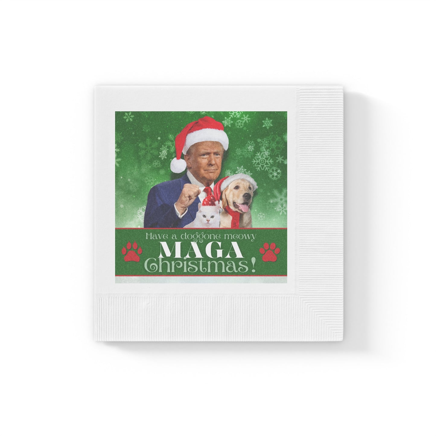 MAGA Christmas White Coined Napkins