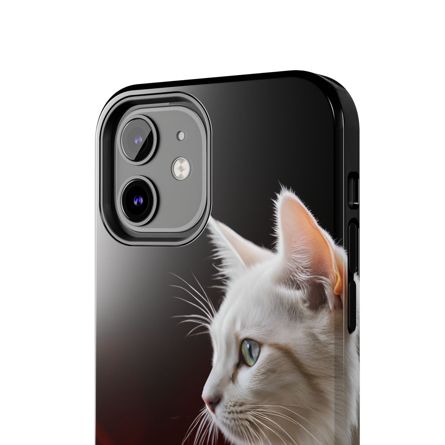 Stylish Tough Phone Case with White Cat Portrait - Perfect for Cat Lovers!