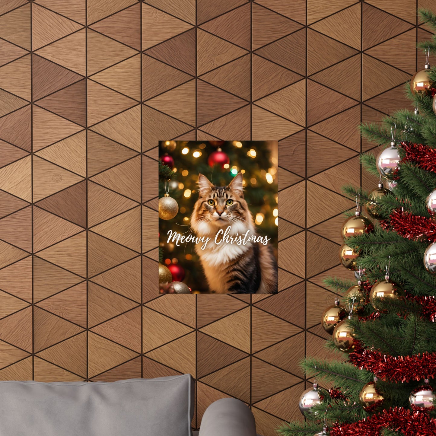 Meowy Christmas Kitty Matte Vertical Posters