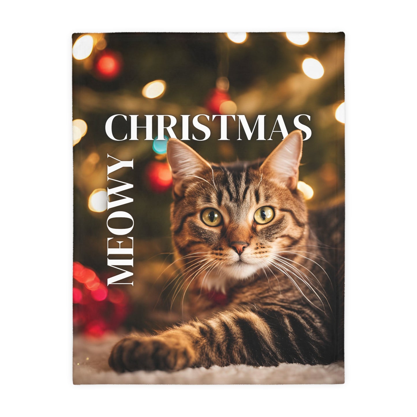 Meowy Christmas Velveteen Microfiber Blanket (Two-sided print)