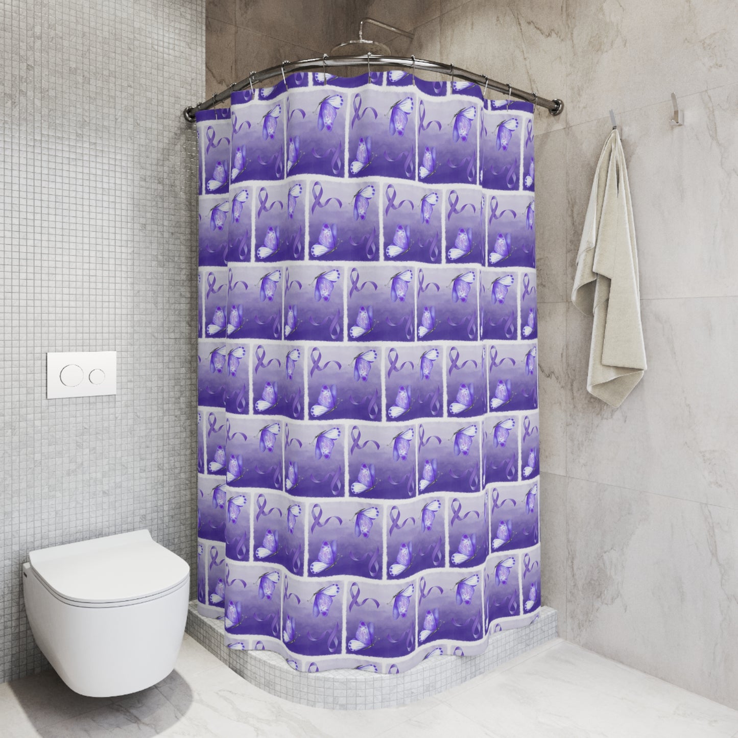 Elegant Butterfly Shower Curtain - Transform Your Bathroom with Purple Decor