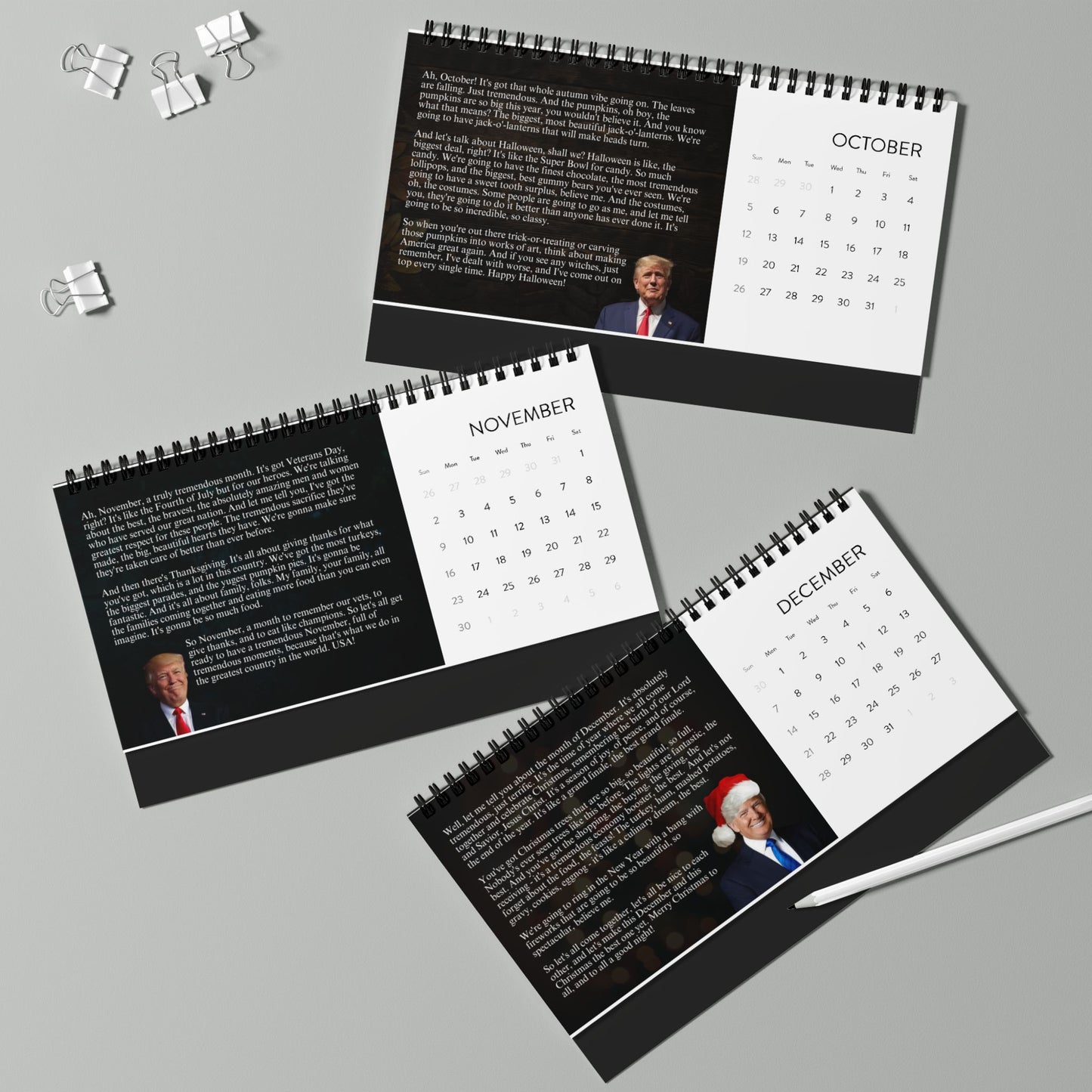 Trump's Month-by-Month Desktop Calendar (2025 grid)