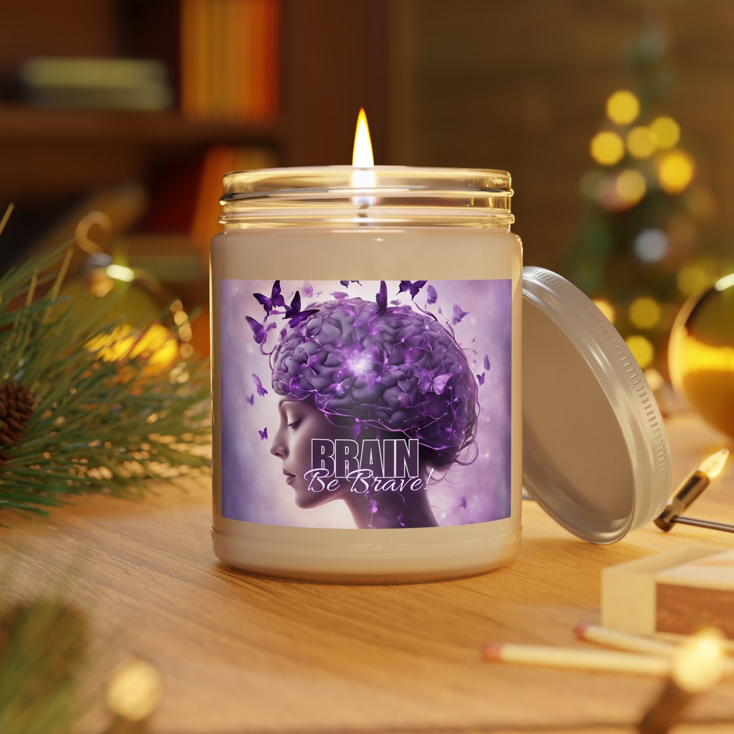 Purple Brain Be Brave Scented Candles, 9oz