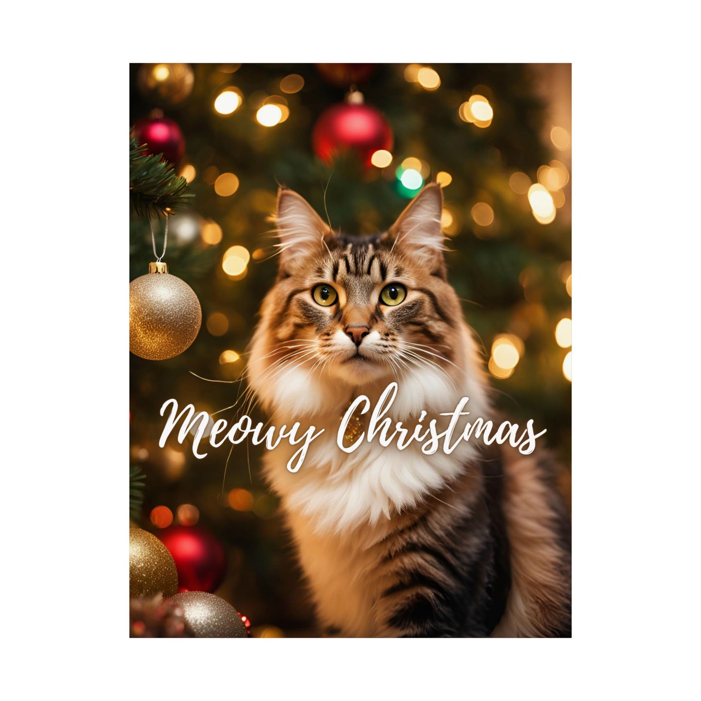 Meowy Christmas Kitty Matte Vertical Posters