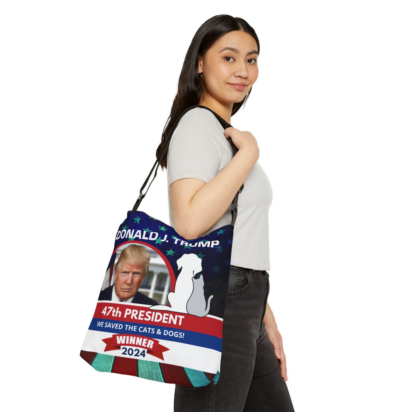 Donald J. Trump 47th President Adjustable Tote Bag