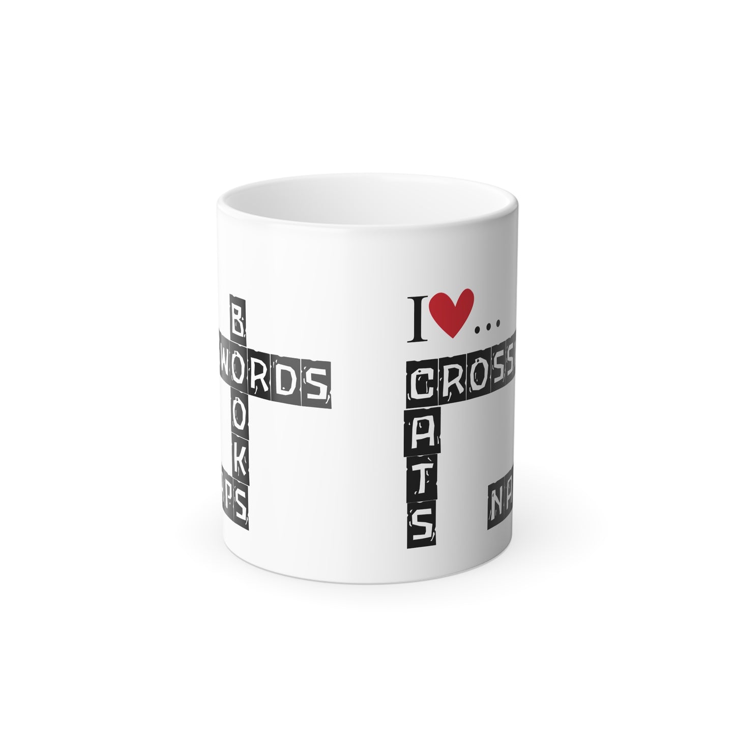 Crosswords & Cats Color Morphing Mug, 11oz