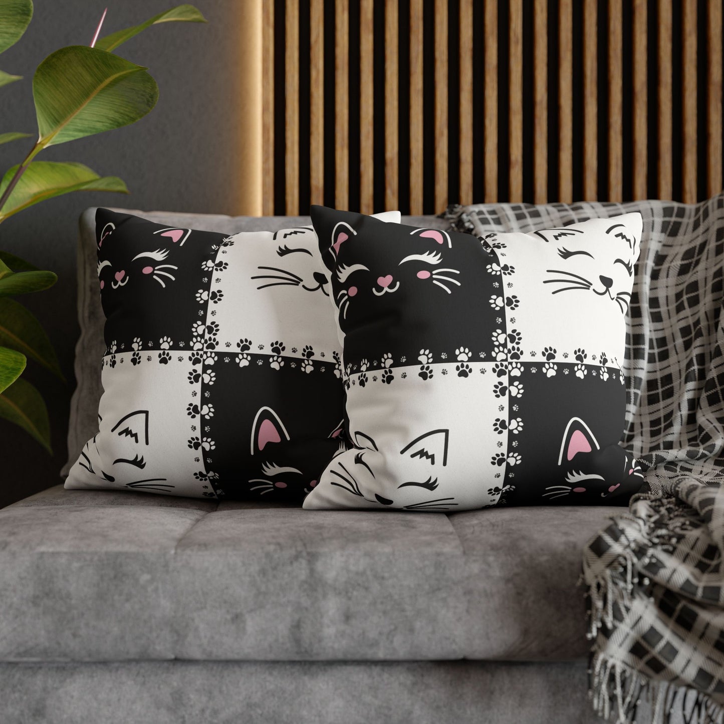 Cute Cat Faux Suede Pillowcase - Decorative Cushion Cover for Cat Lovers