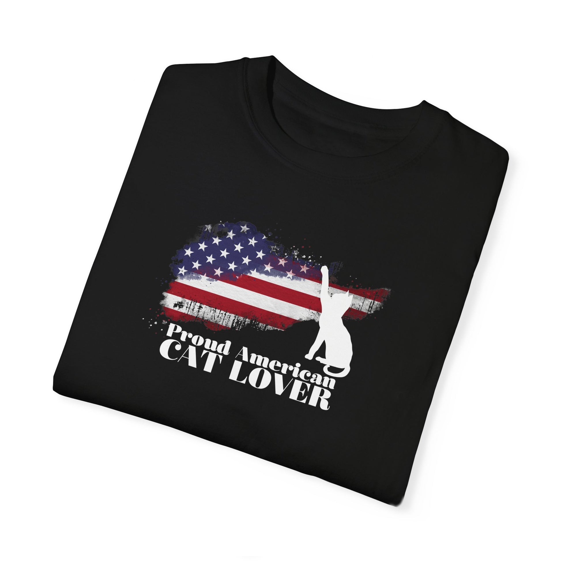 Proud American Cat Lover Unisex Garment - Dyed T - shirt - T - Shirt - Epileptic Al’s Shop