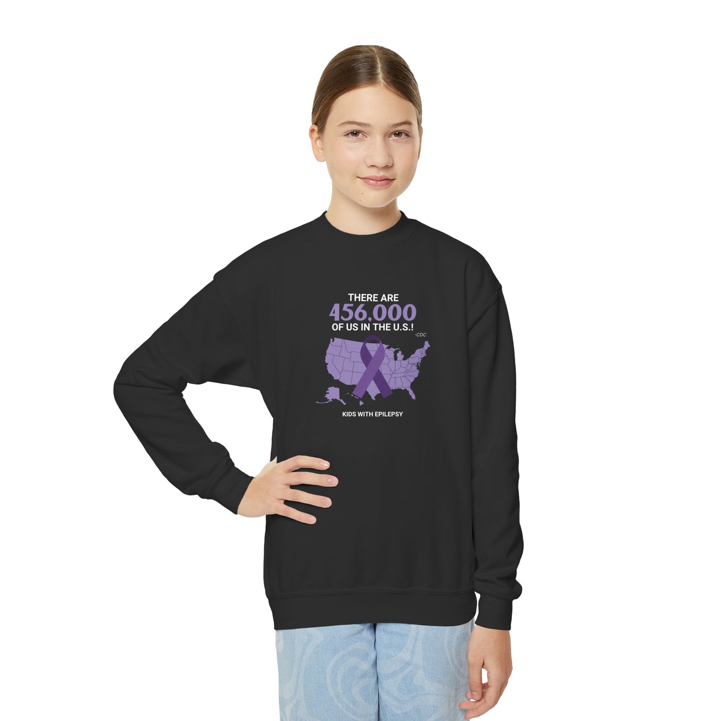 456,000 of Us Epilepsy Awareness Youth Crewneck Sweatshirt