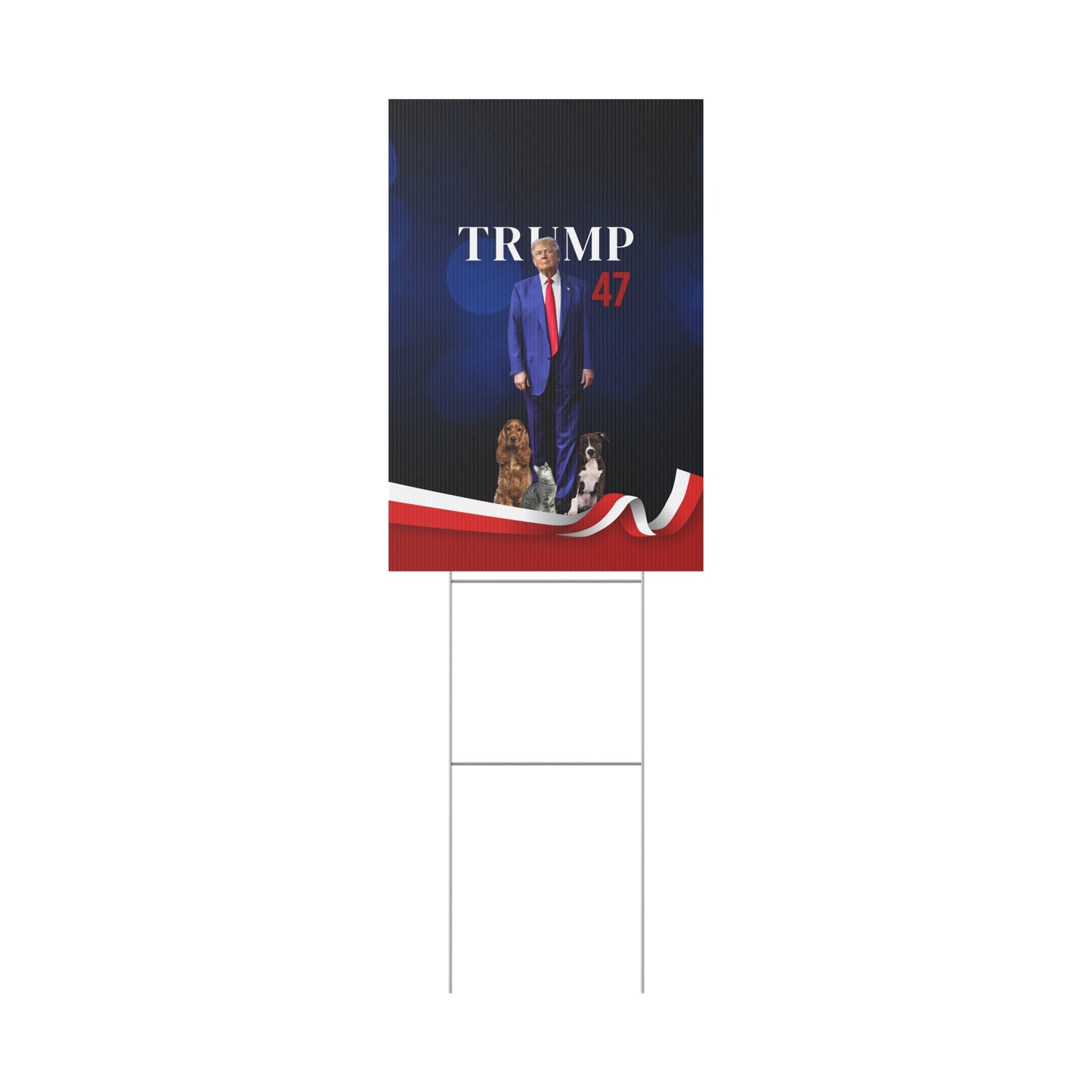 Trump 47 Plastic Yard Sign - Celebrate Political Support with Pets