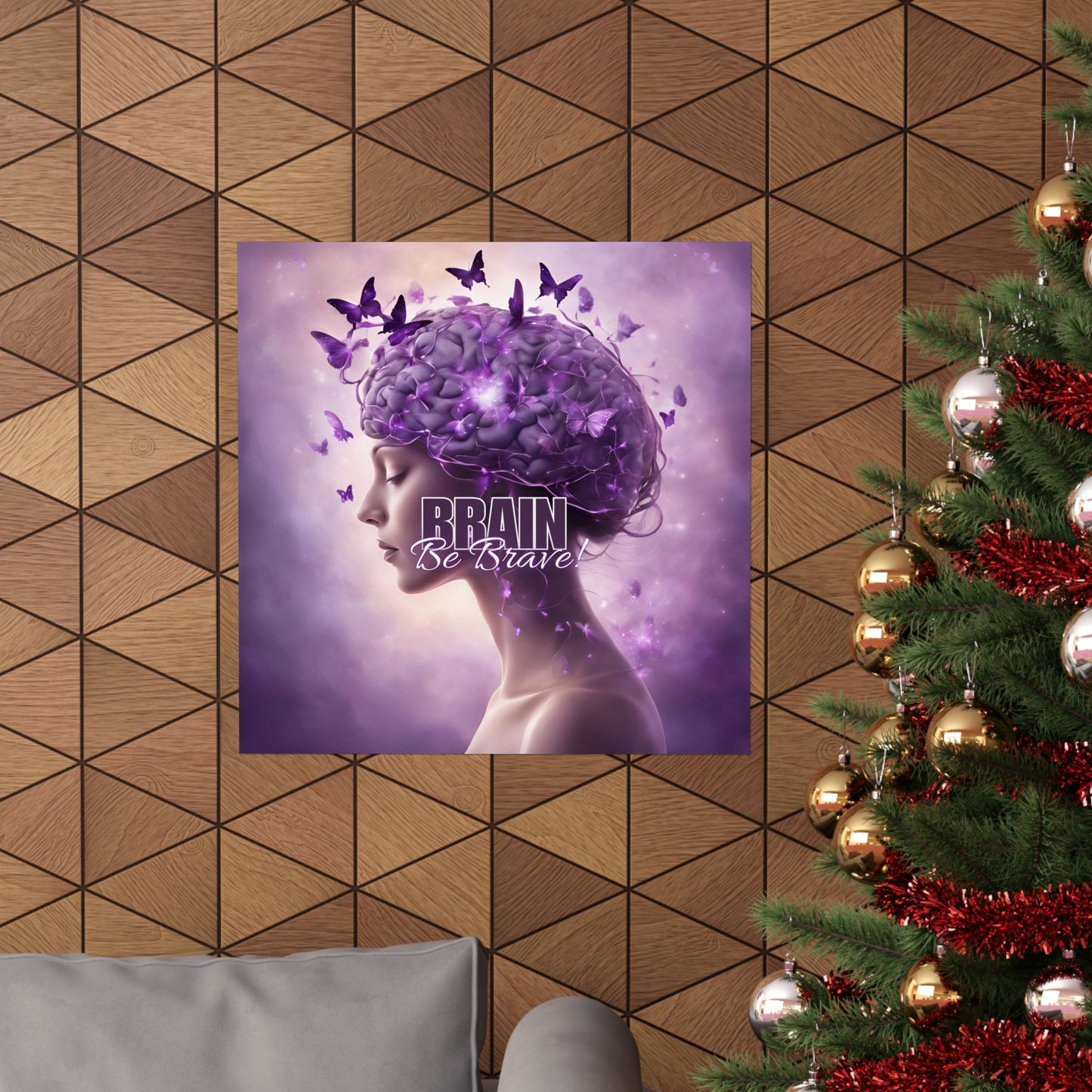 Purple Brain Be Brave Matte Vertical Posters