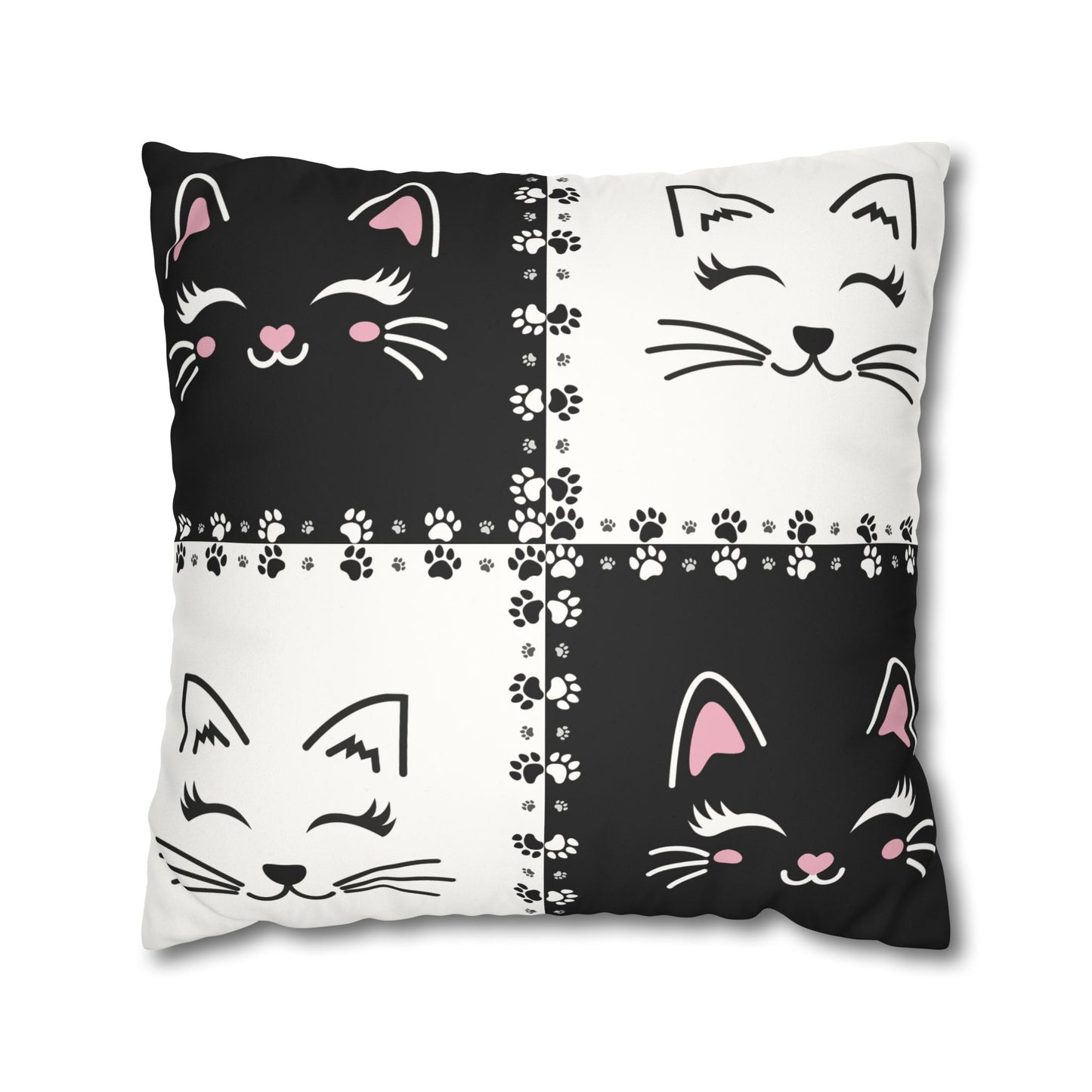 Cute Cat Faux Suede Pillowcase - Decorative Cushion Cover for Cat Lovers