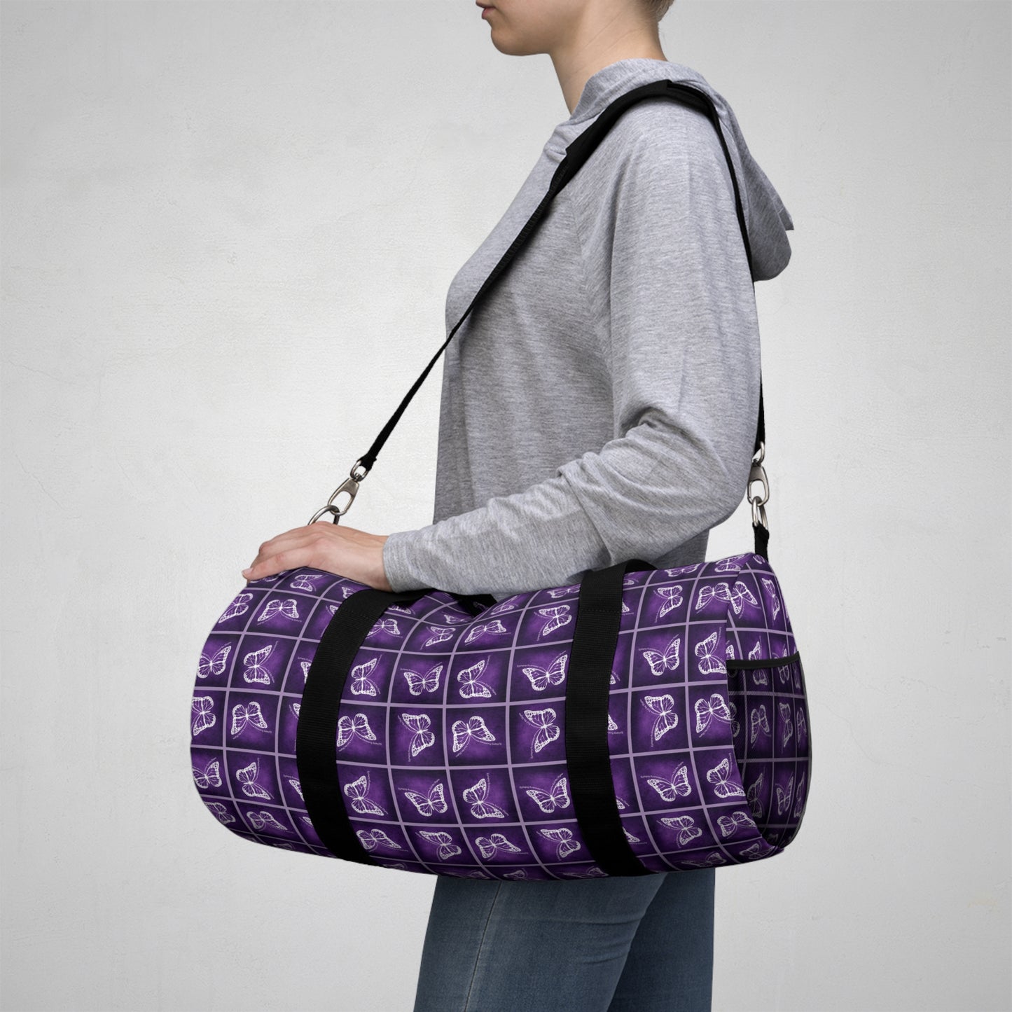 Purple Butterfly Pattern Duffel Bag