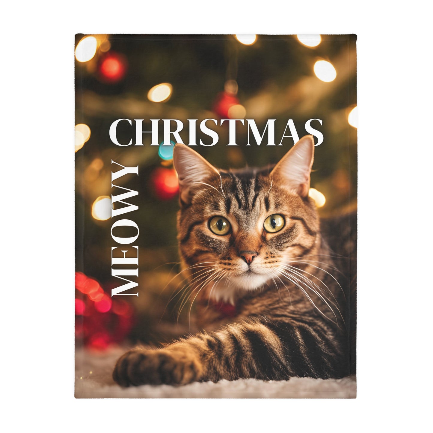 Meowy Christmas Velveteen Microfiber Blanket (Two-sided print)