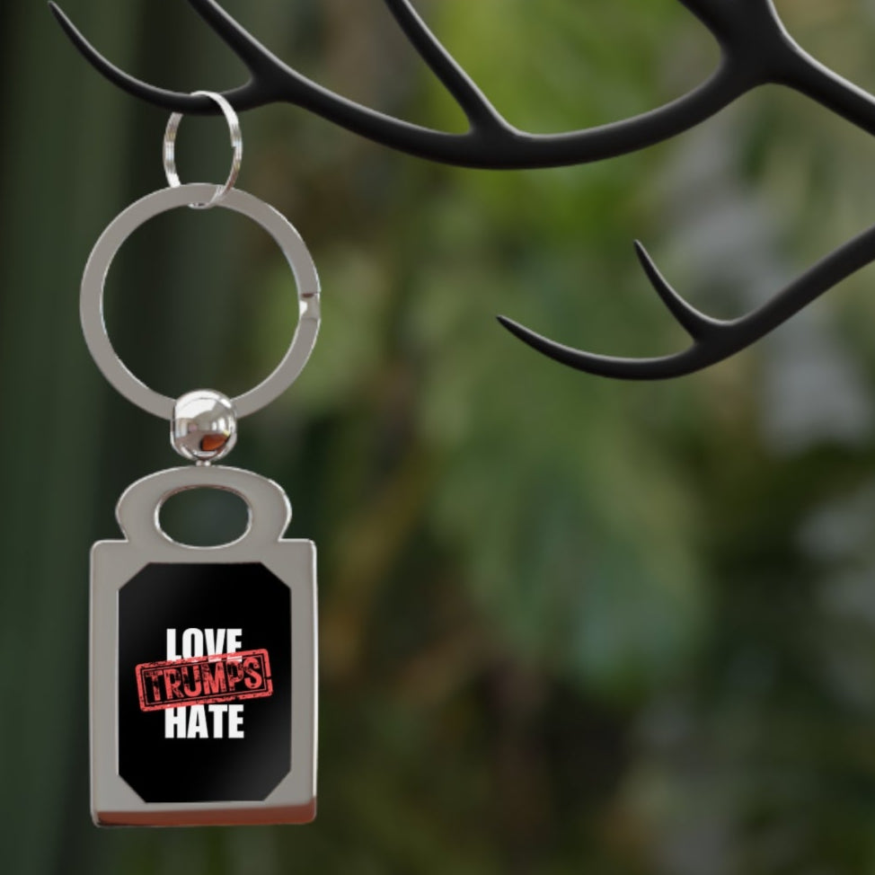 Love Trumps Hate Rectangle Photo Keyring