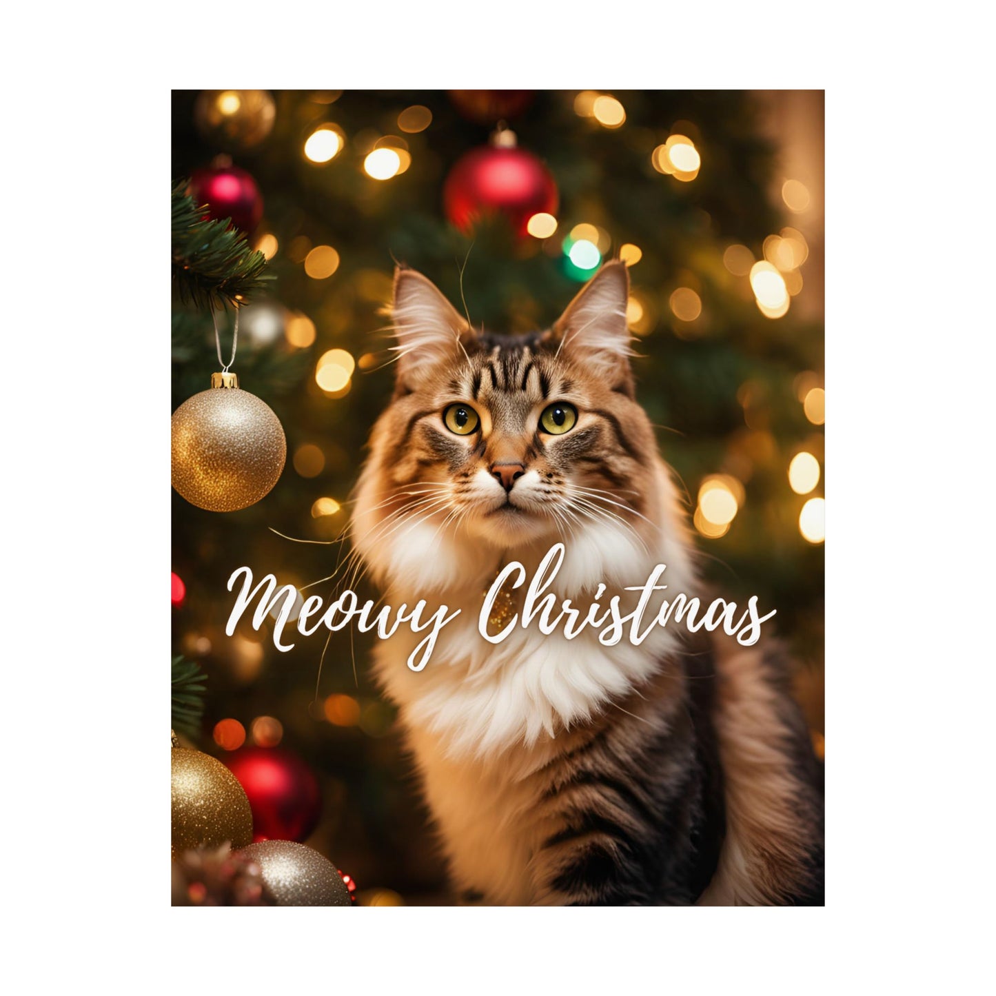 Meowy Christmas Kitty Matte Vertical Posters