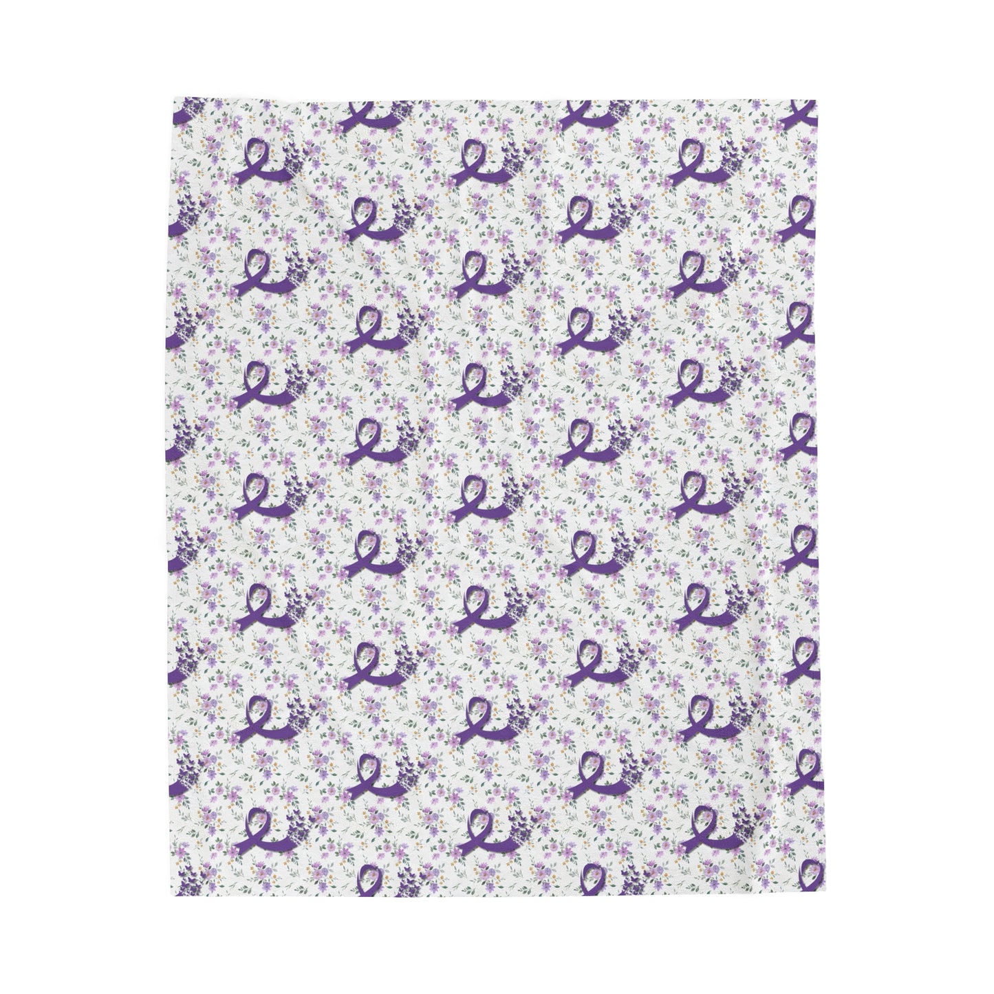 Purple Flowers Epilepsy Awareness Velveteen Plush Blanket