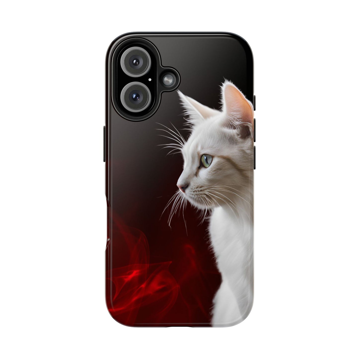 Stylish Tough Phone Case with White Cat Portrait - Perfect for Cat Lovers!