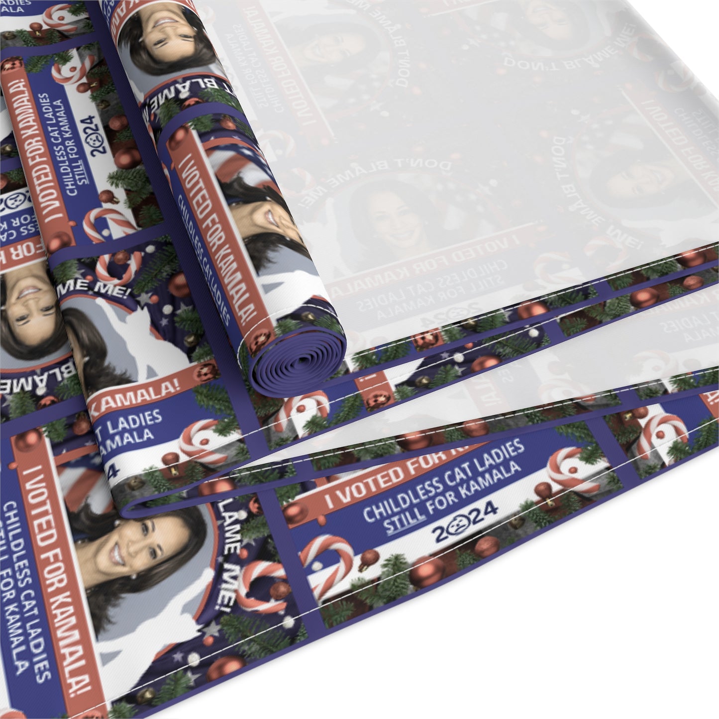 Never Give Up Kamala Christmas Themed Table Runner (Cotton, Poly)