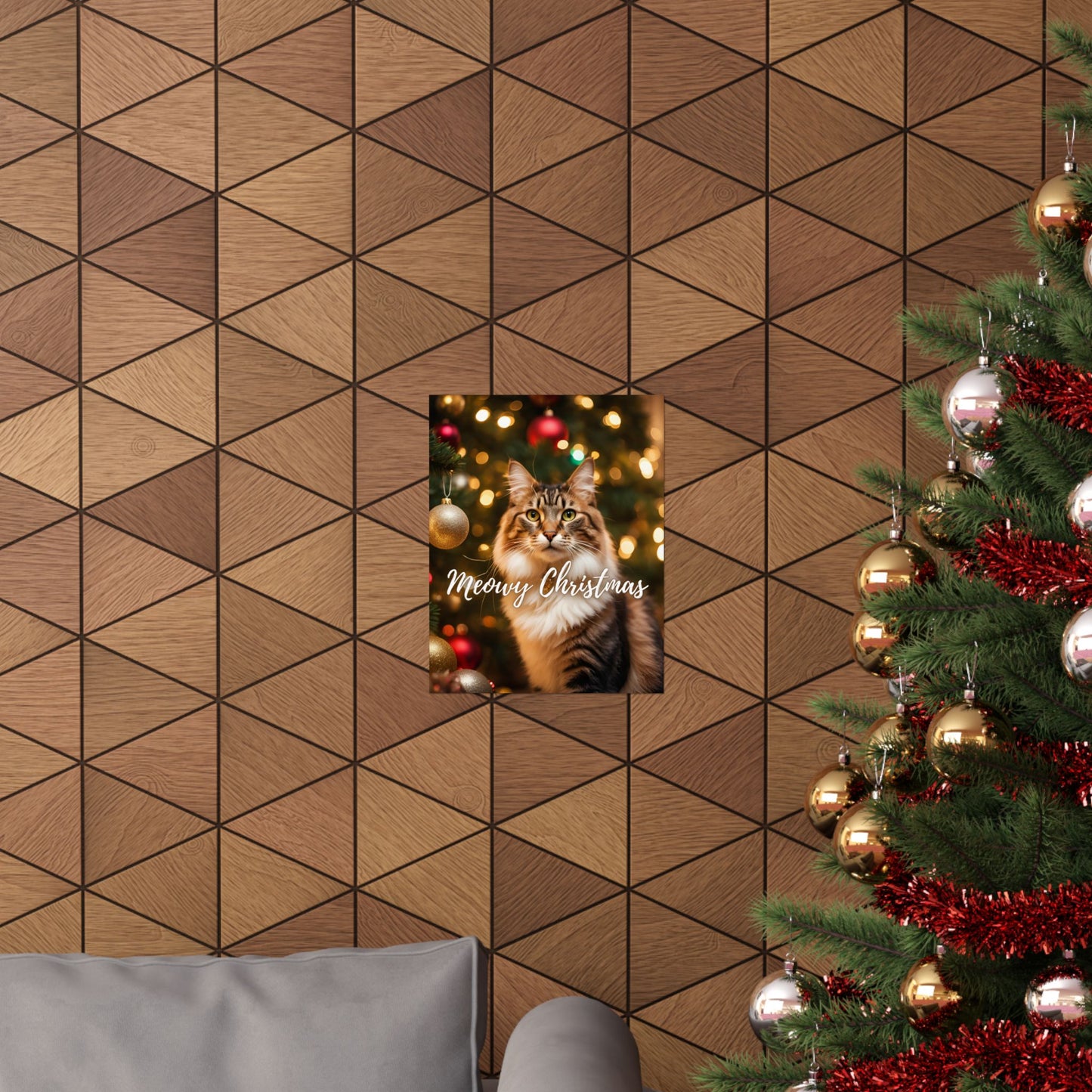 Meowy Christmas Kitty Matte Vertical Posters